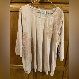 LOGO by Lori Goldstein Lace Detail Top